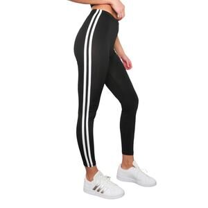SHEIN Black Double Stripe Leggings High Rise Leggings Small